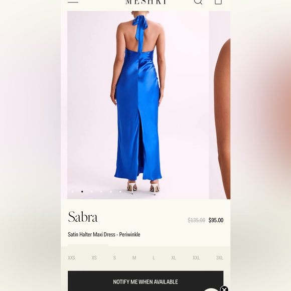 Meshki Sabra Satin Halter Maxi Dress Periwinkle - Picture 2 of 4